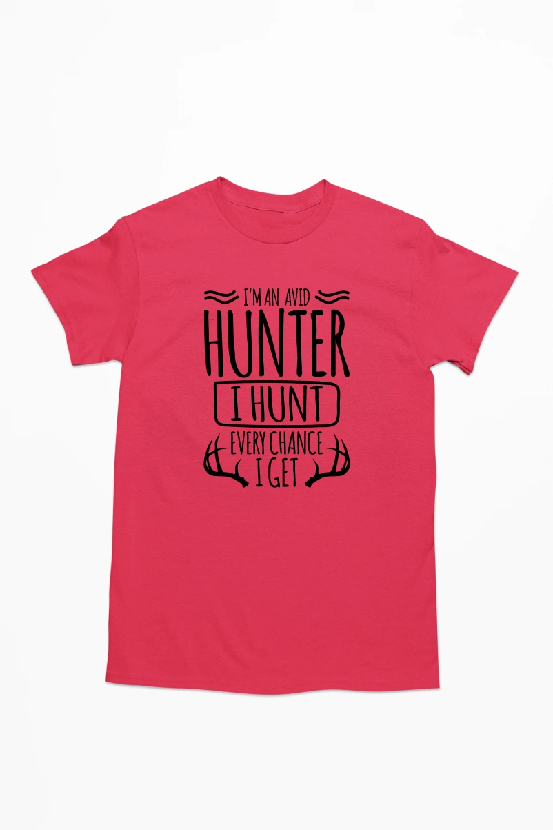 I'm An Avid Hunter I Hunt Every Chance I Get Men's Tshirt (Red, S)