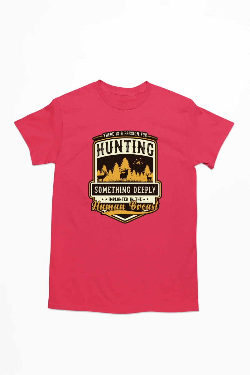 There is a Passion for Hunting Men's Tshirt (Red, S)
