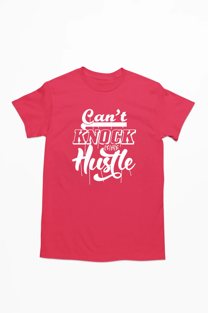 Can't Knock the Hustle Men's Tshirt (Red, S)