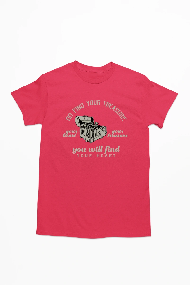 Go Find Your Treasure You Will Find Your Heart Men's Tshirt (Red, S)