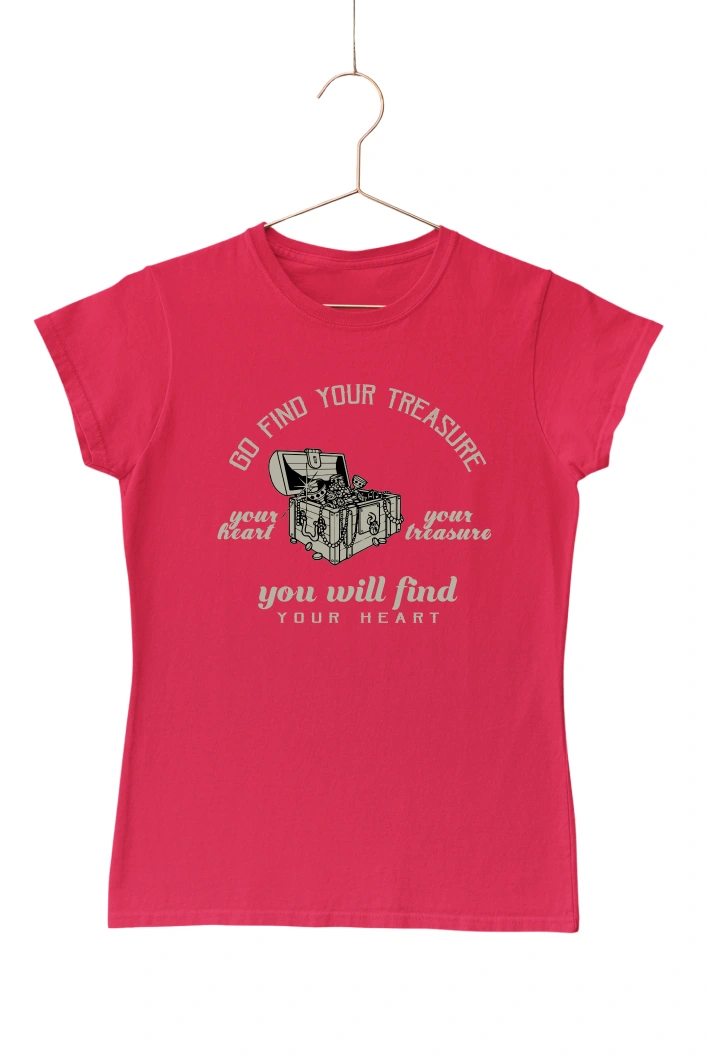 Go Find Your Treasure You Will Find Your Heart Women's Tshirt (Red, S)