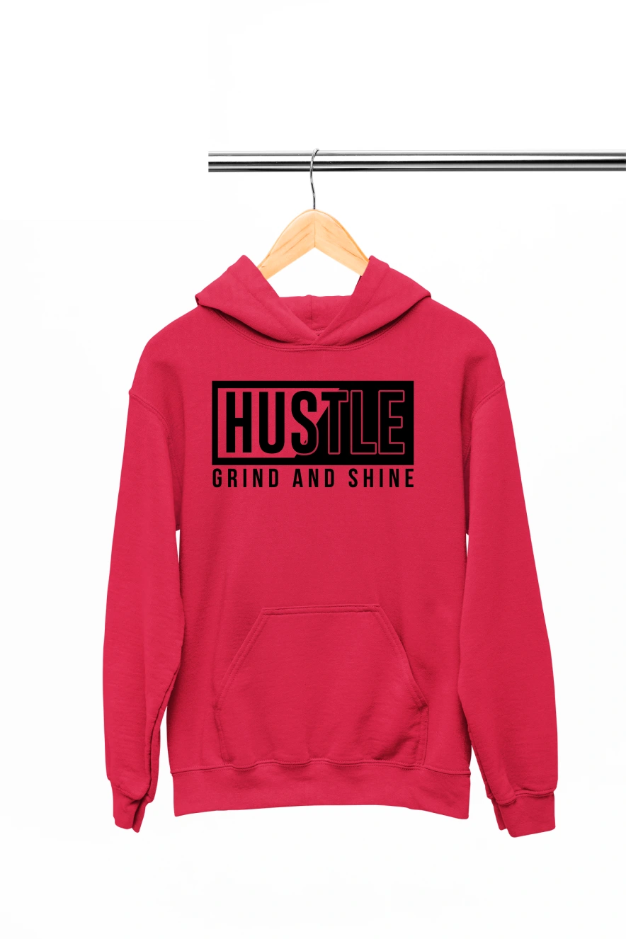 Hustle Grind and Shine Hoodie (Red, S)