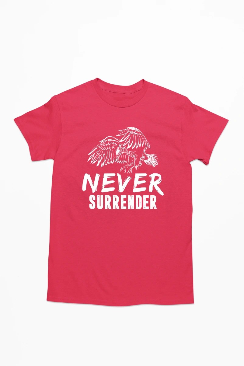 Never Surrender Men's Tshirt (Red, S)