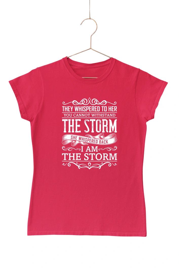 The Whispered to Her You Cannot Withstand the Storm Women's Tshirt (Red, S)