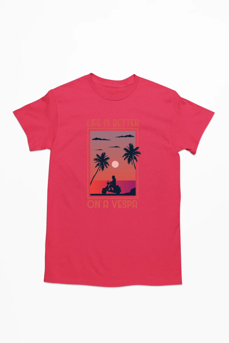 Life is Better on a Vespa Men's Tshirt (Red, S)