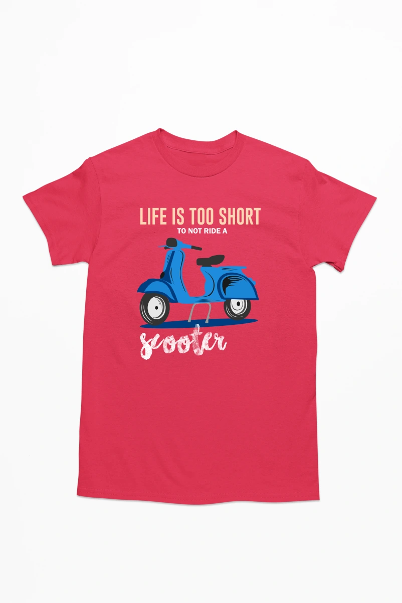 Life is Too Short to Not Ride a Scooter Men's Tshirt (Red, S)