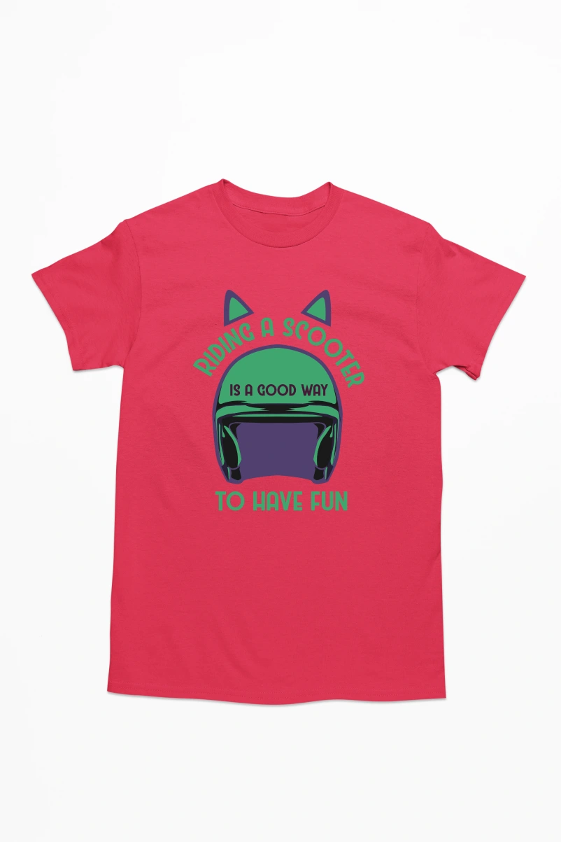 Riding a Scooter is a Good Way to Have Fun Men's Tshirt (Red, S)