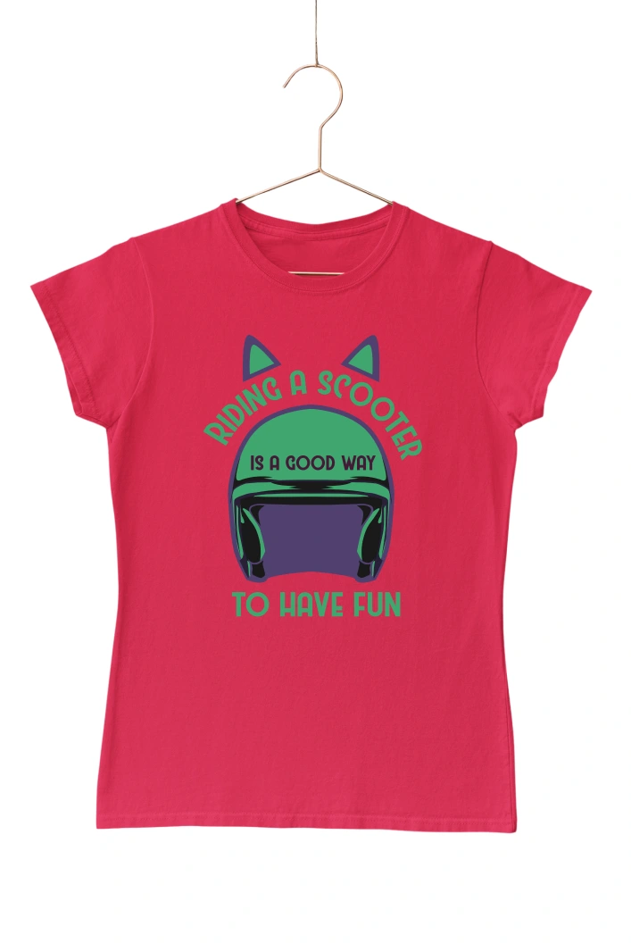 Riding a Scooter is a Good Way to Have Fun Women's Tshirt (Red, S)