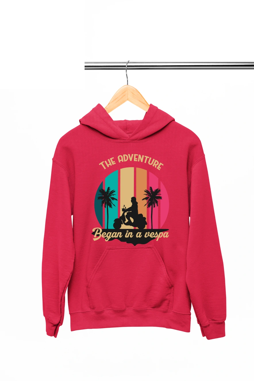 The Adventure Began in a Vespa Hoodie (Red, S)
