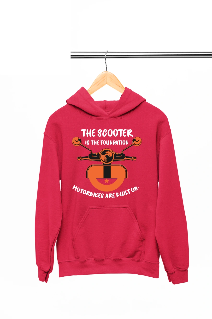 The Scooter is the Foundation Motorbikes Are Built On Hoodie (Red, S)