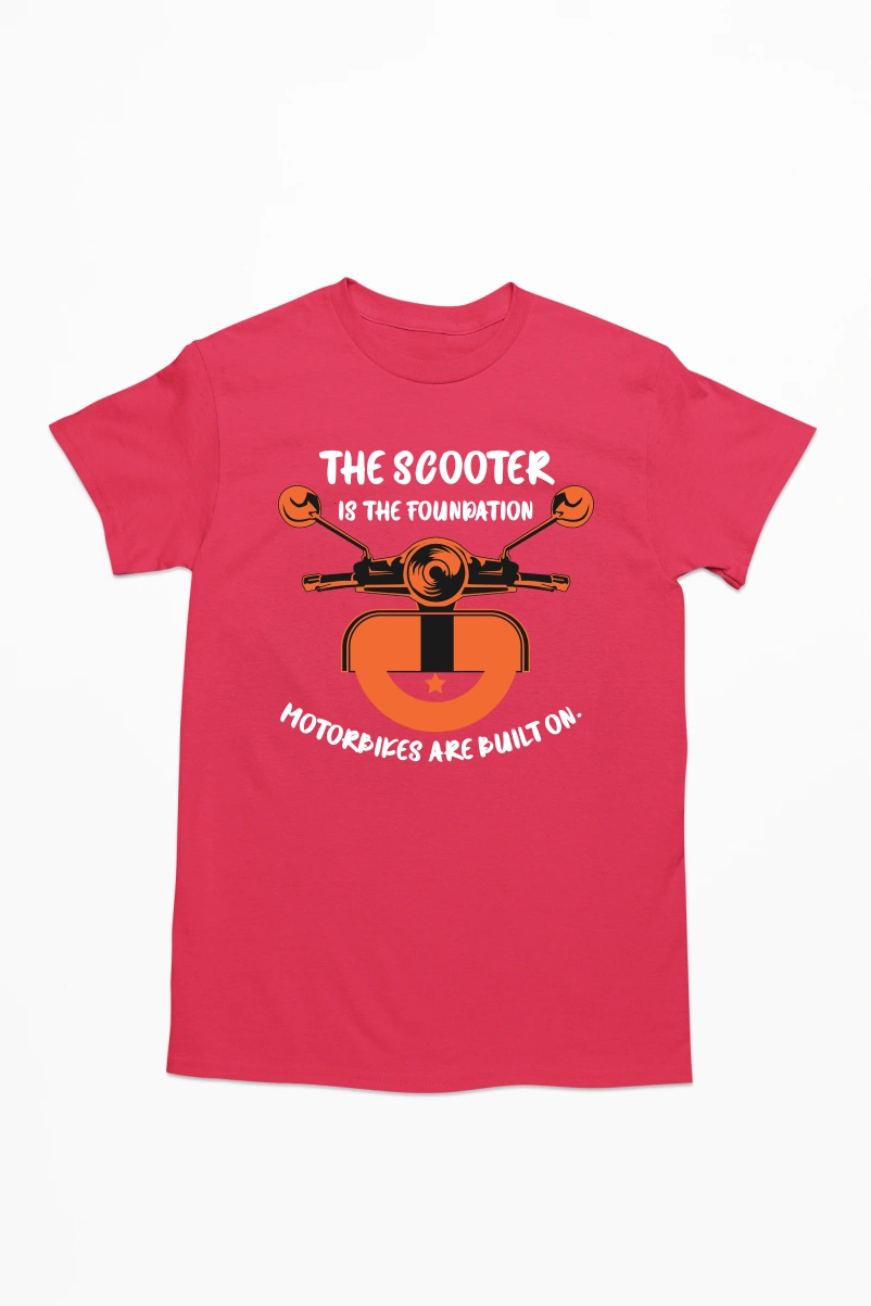 The Scooter is the Foundation Motorbikes Are Built On Men's Tshirt (Red, S)