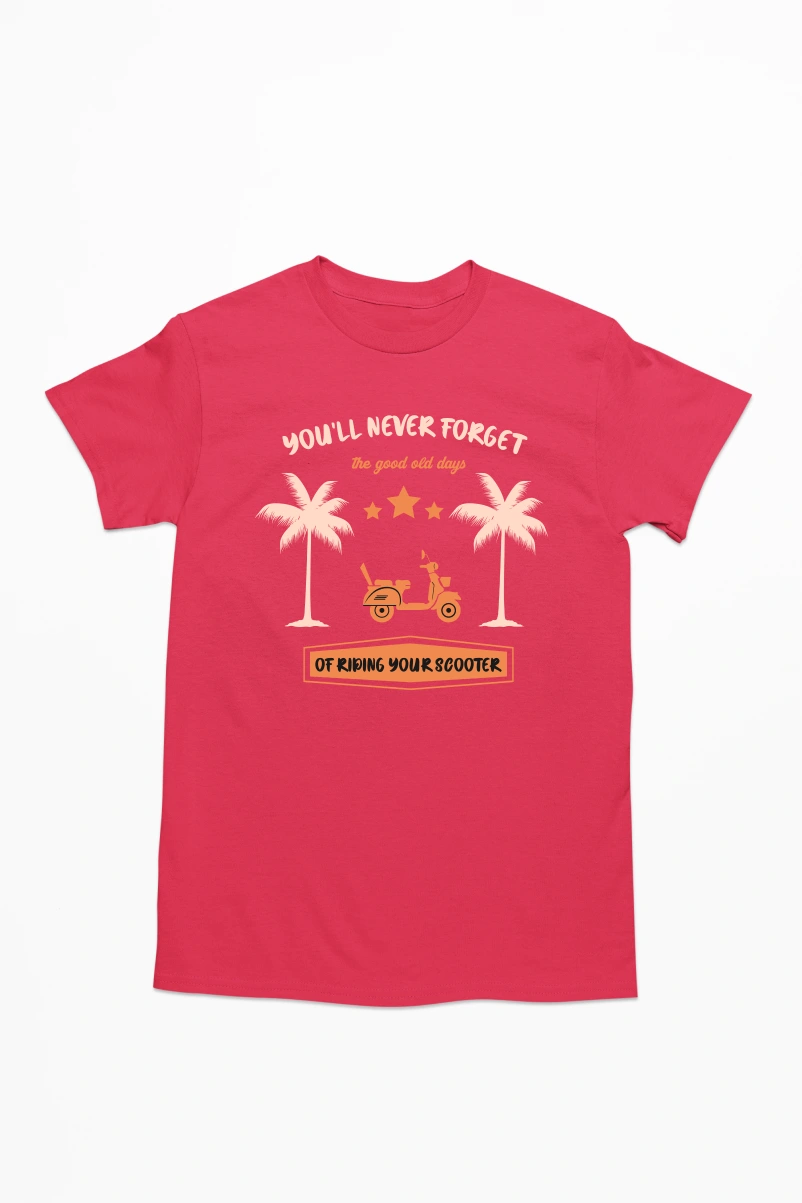 You'll Never Forget the Good Old Days of Riding Your Scooter Men's Tshirt (Red, S)