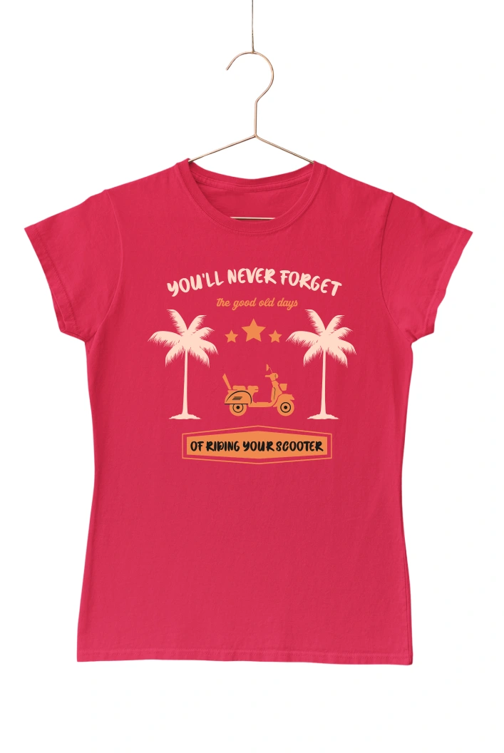 You'll Never Forget the Good Old Days of Riding Your Scooter Women's Tshirt (Red, S)