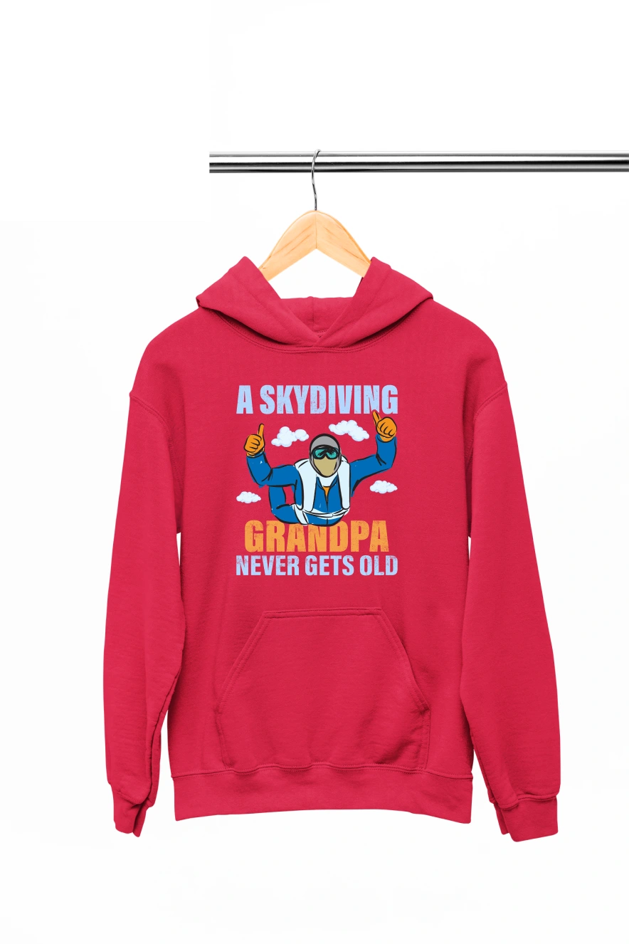 A Skydiving Grandpa Never Gets Old Hoodie (Red, S)