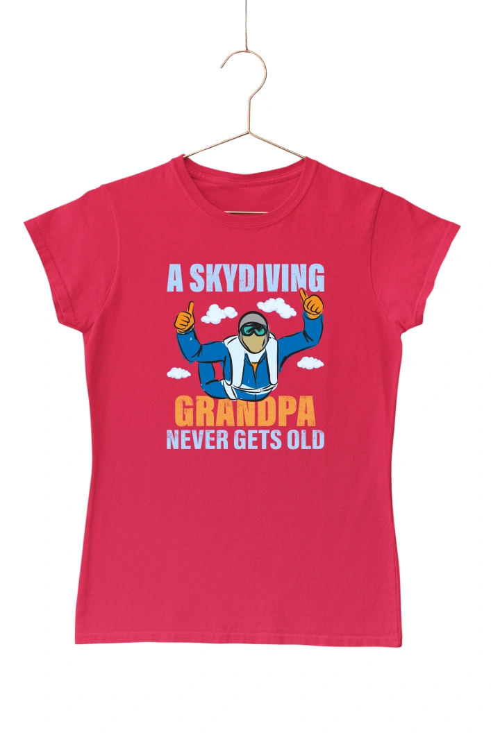 A Skydiving Grandpa Never Gets Old Women's Tshirt (Red, S)