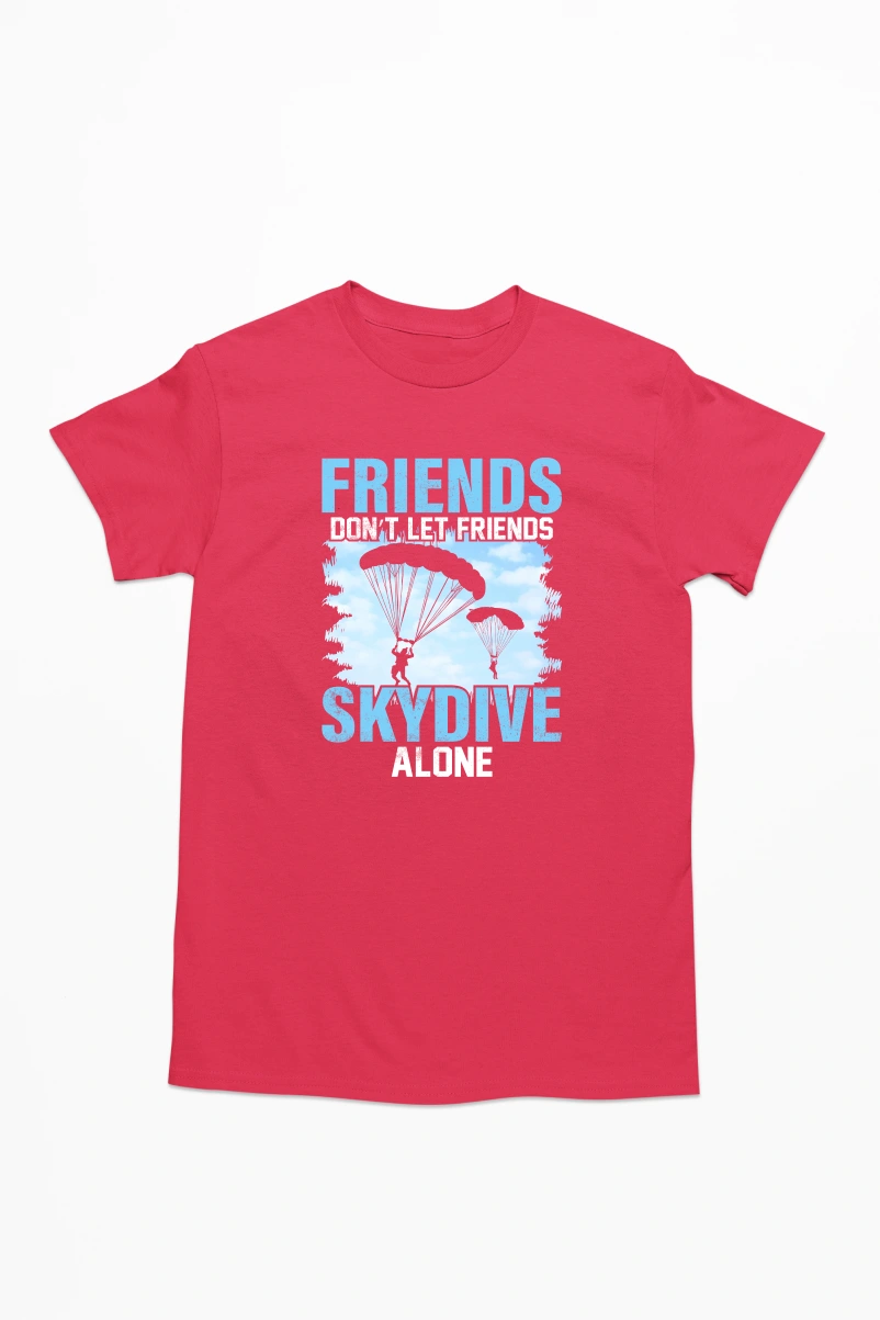Friends Don't Let Friends Skydive Alone Men's Tshirt (Red, S)