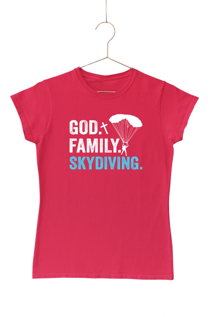 God Family Skydiving Women's Tshirt (Red, S)