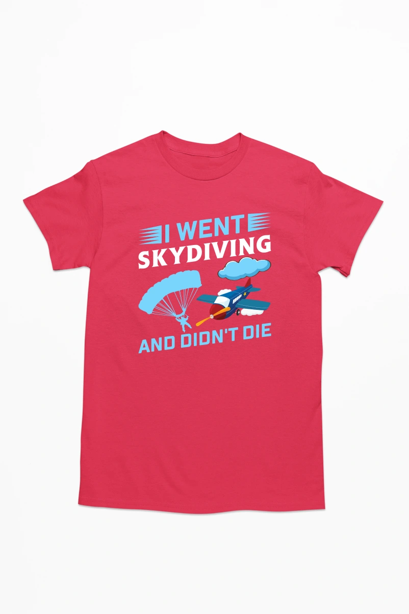 I Went Skydiving and Didn't Die Men's Tshirt (Red, S)