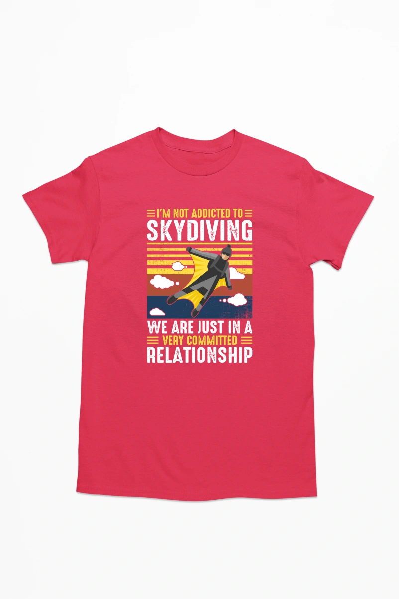 I'm Not Addicted to Skydiving Men's Tshirt (Red, S)