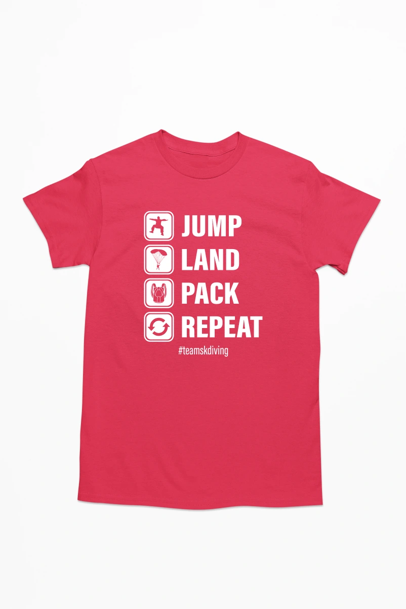 Jump Land Pack Repeat Men's Tshirt (Red, S)