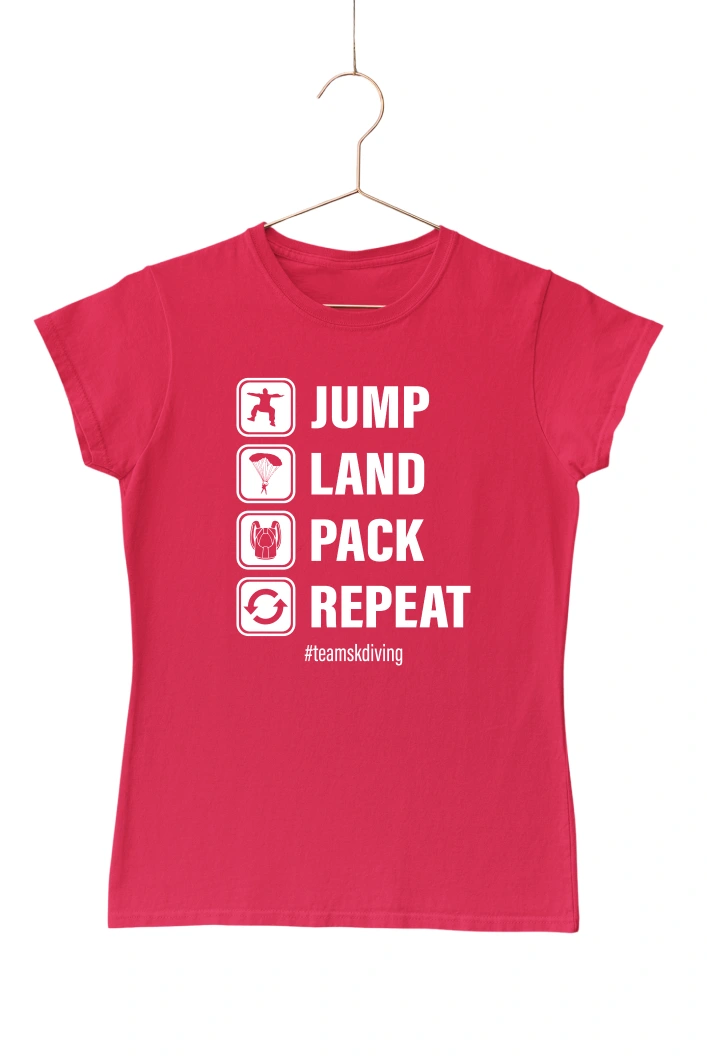 Jump Land Pack Repeat Women's Tshirt (Red, S)