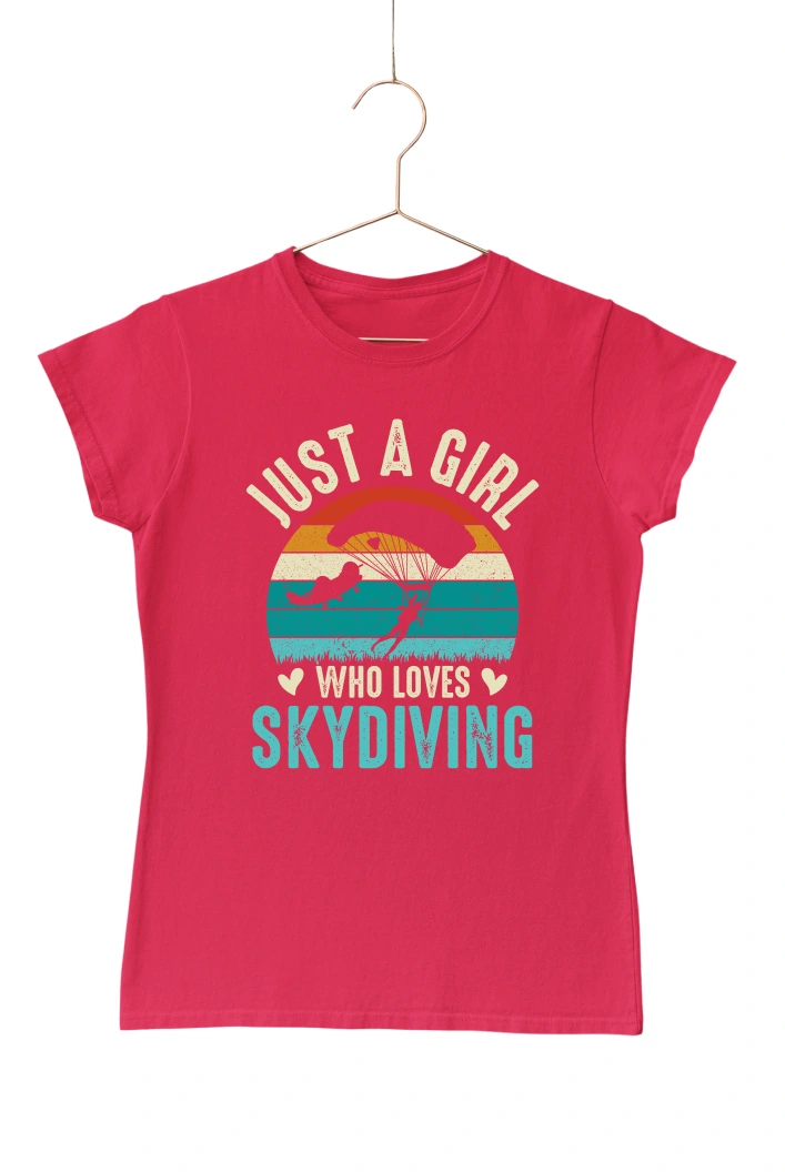 Just a Girl Who Loves Skydiving Women's Tshirt (Red, S)