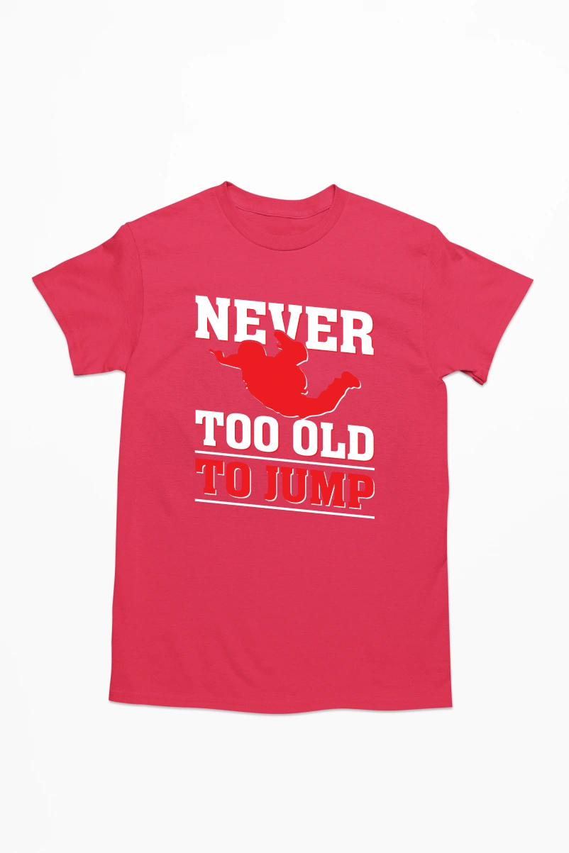 Never Too Old to Jump Men's Tshirt (Red, S)
