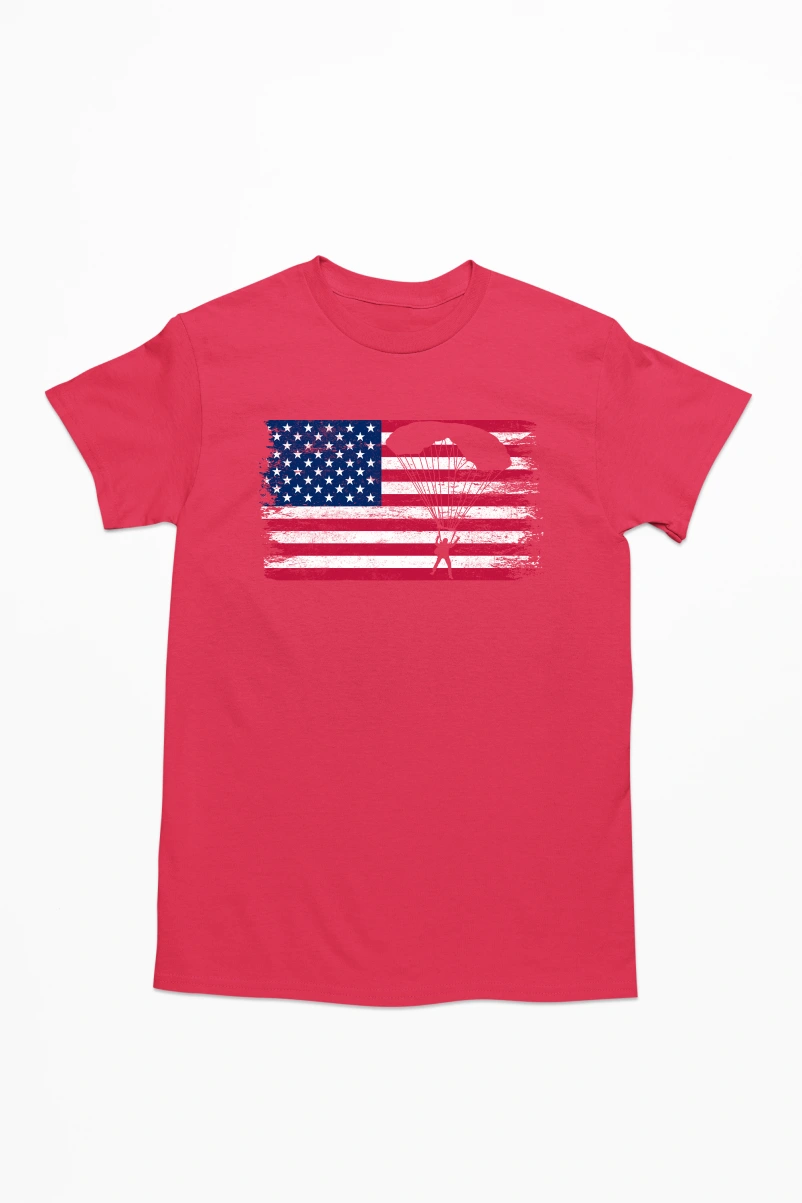 Parachute America Ver.2 Men's Tshirt (Red, S)