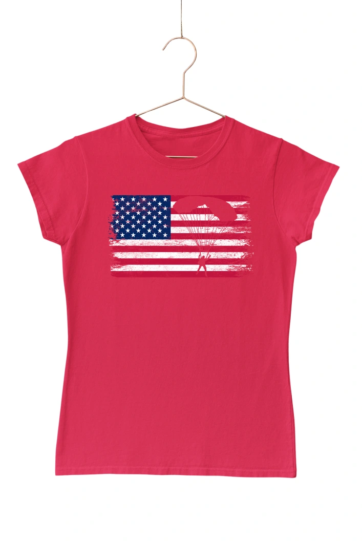 Parachute America Ver.2 Women's Tshirt (Red, S)