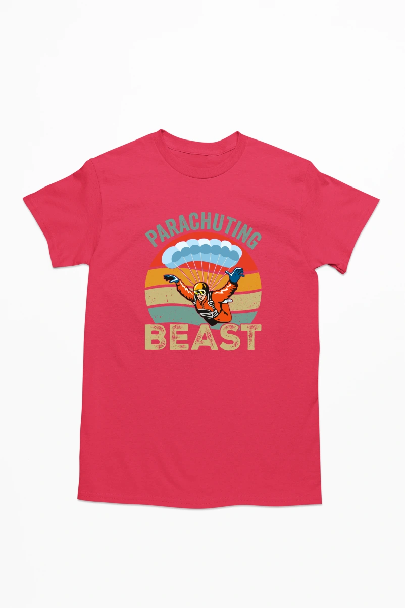 Parachuting Beast Men's Tshirt (Red, S)