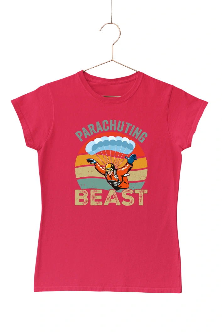 Parachuting Beast Women's Tshirt (Red, S)
