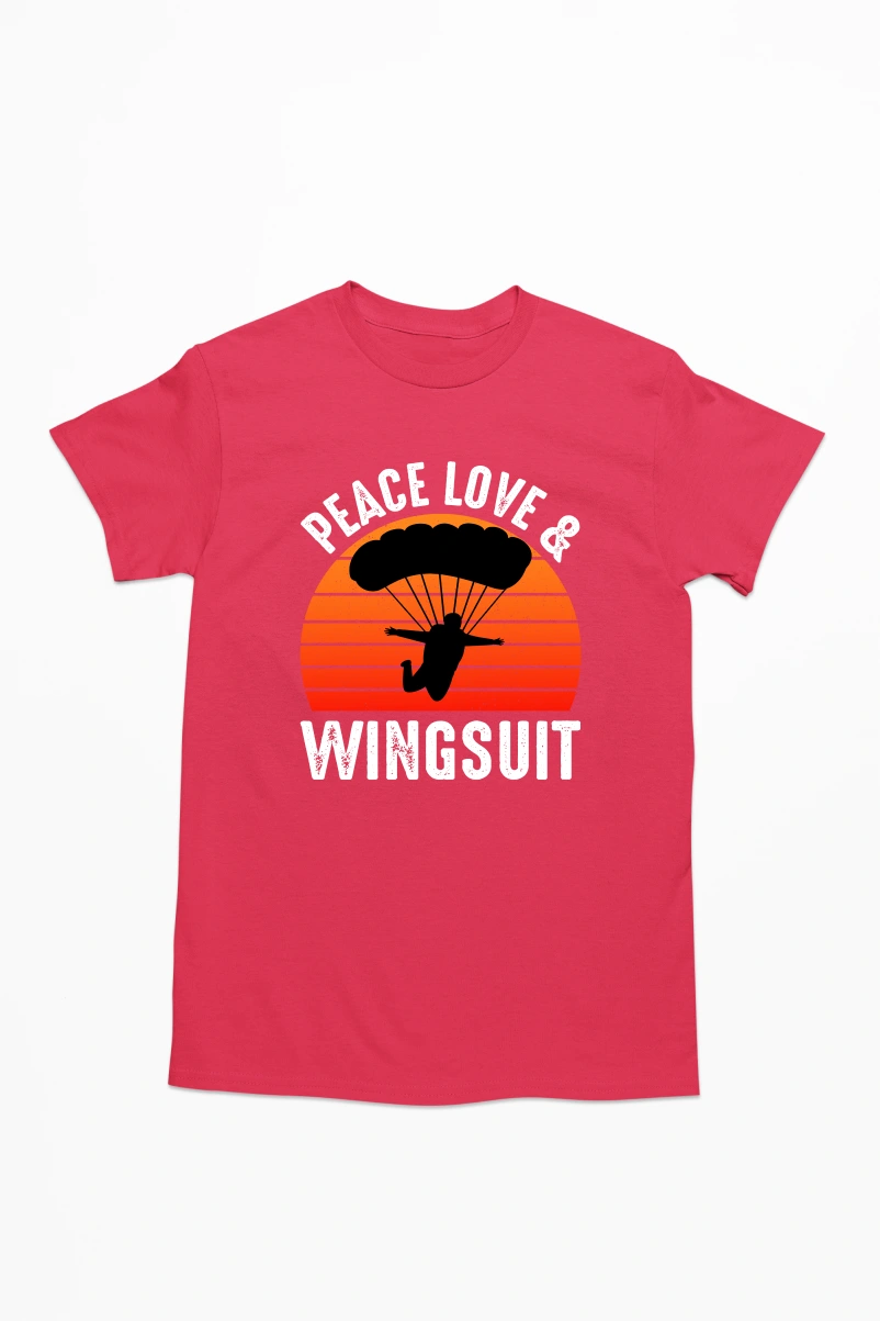 Peace Love and Wingsuit Men's Tshirt (Red, S)