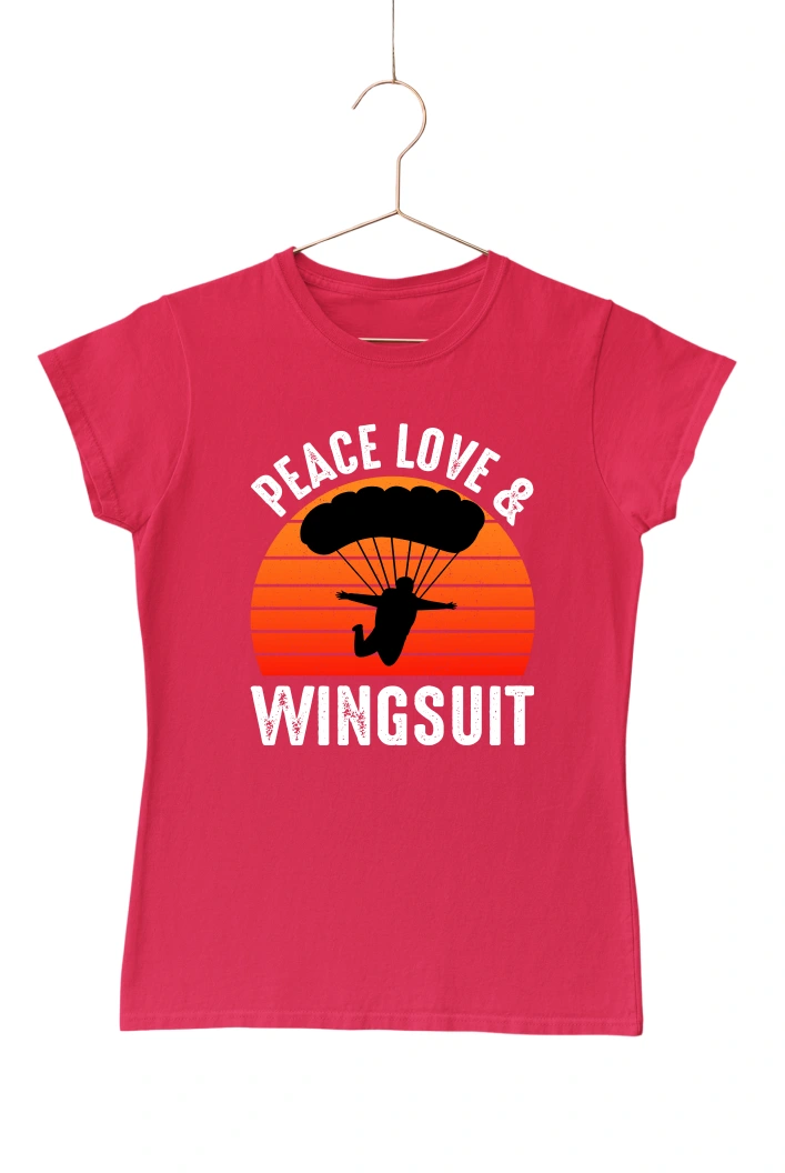 Peace Love and Wingsuit Women's Tshirt (Red, S)