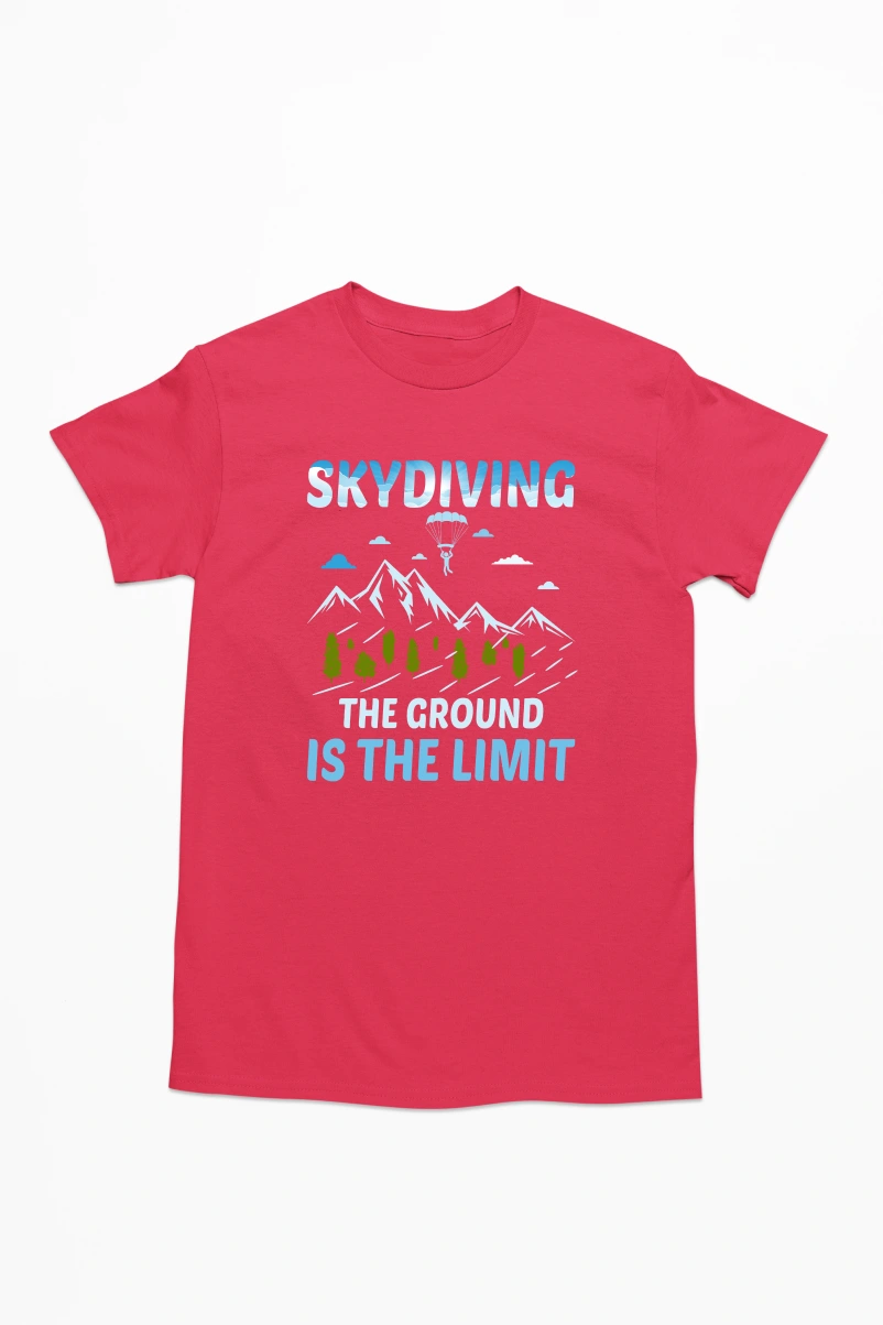 Skydiving the Ground is the Limit Men's Tshirt (Red, S)