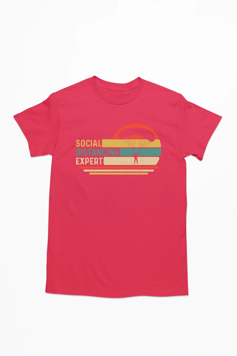 Social Distancing Expert Men's Tshirt (Red, S)
