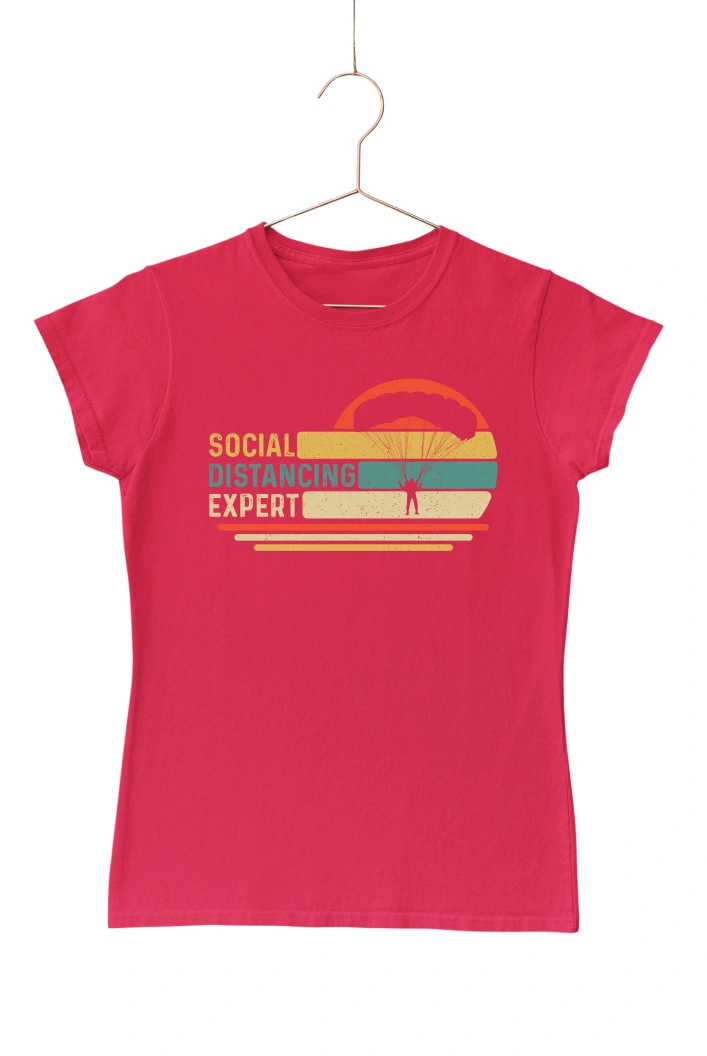 Social Distancing Expert Women's Tshirt (Red, S)
