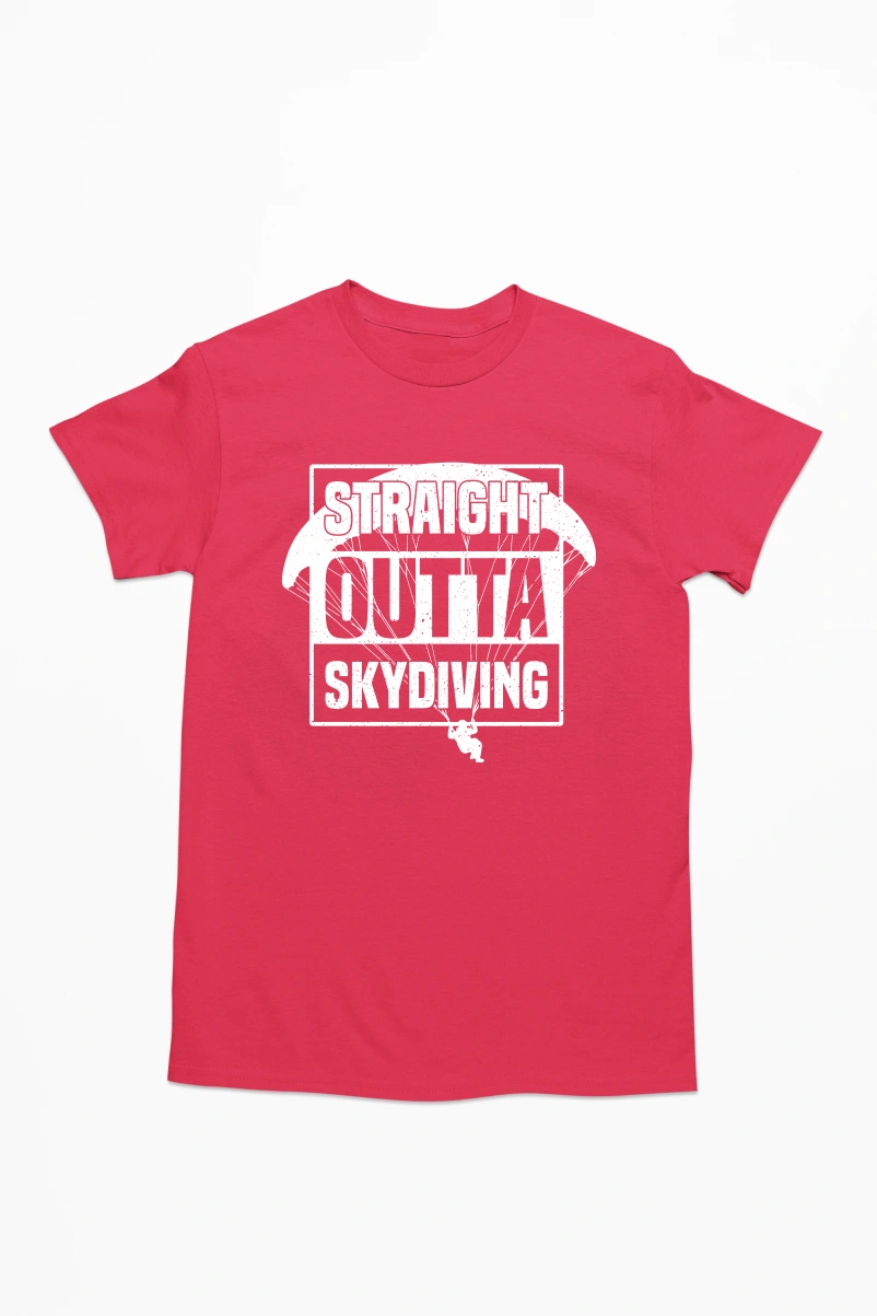 Straight Outta Skydiving Men's Tshirt (Red, S)