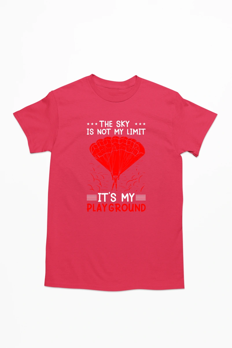 The Sky is Not My Limit It's My Playground Men's Tshirt (Red, S)