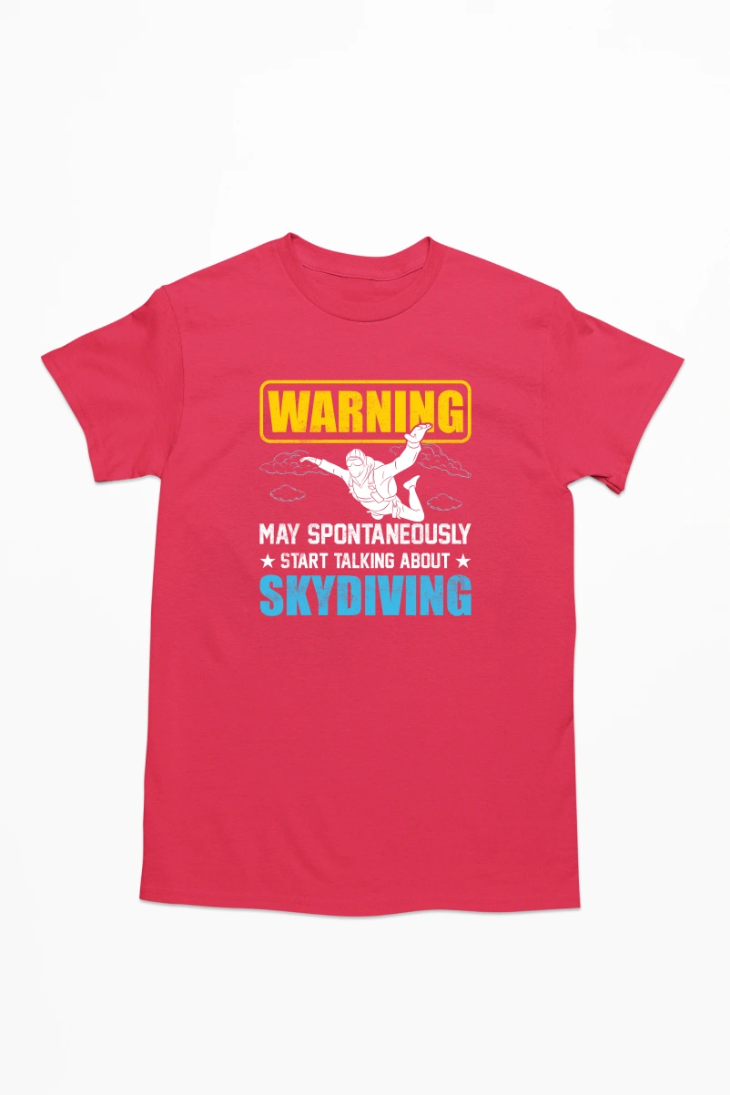 Warning May Spontaneously Men's Tshirt (Red, S)