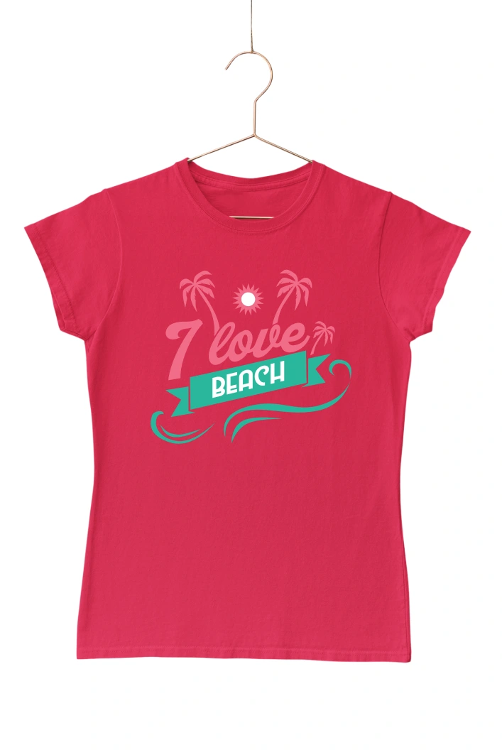 7 Love Beach Women's Tshirt (Red, S)