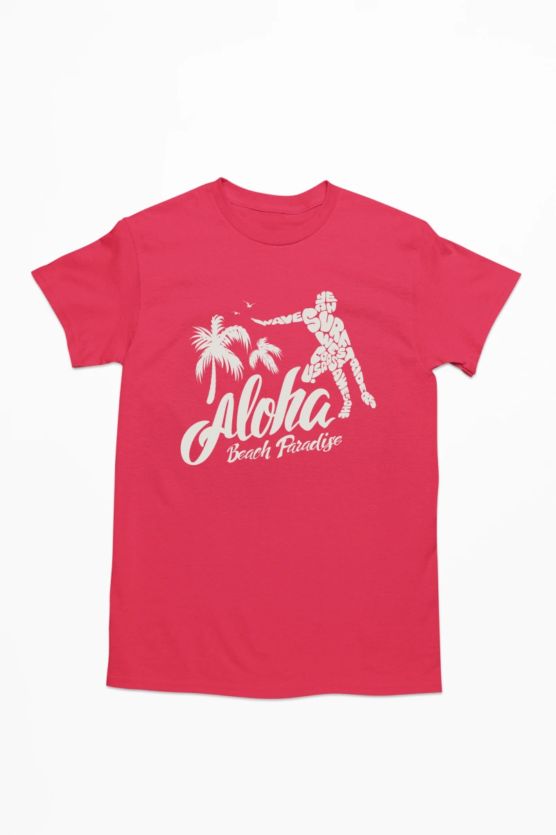 Aloha Beach Paradise Men's Tshirt (Red, S)