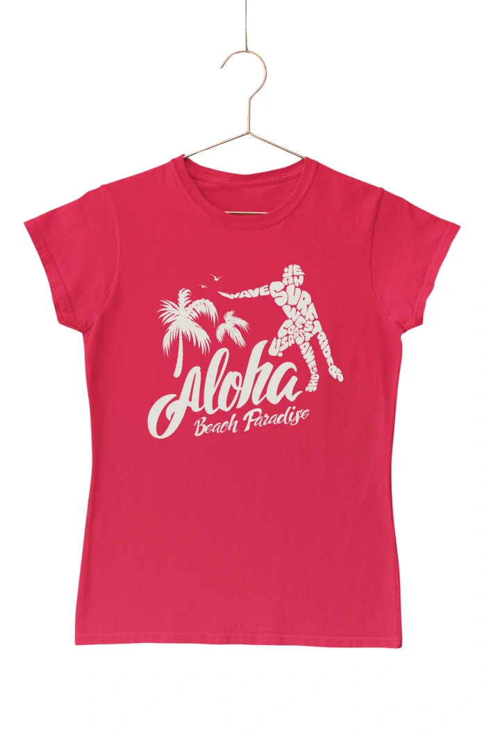 Aloha Beach Paradise Women's Tshirt (Red, S)