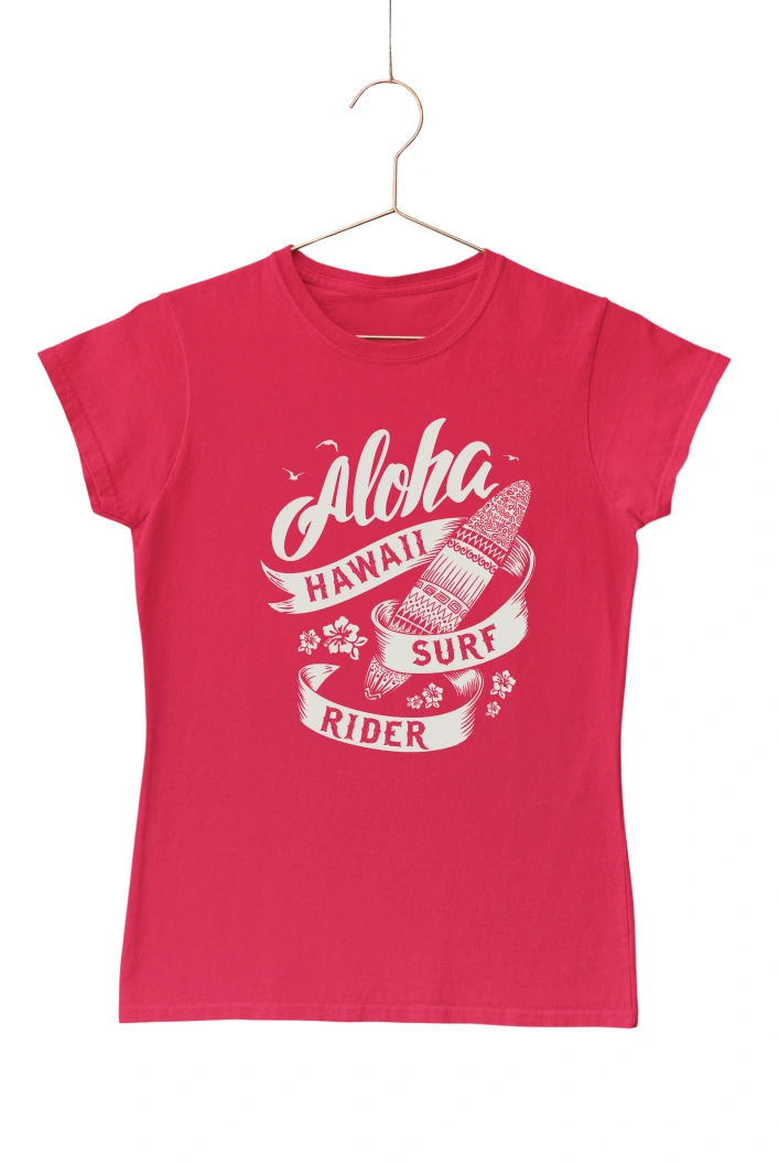 Aloha Hawaii Surf Rider Ver.2 Women's Tshirt (Red, S)