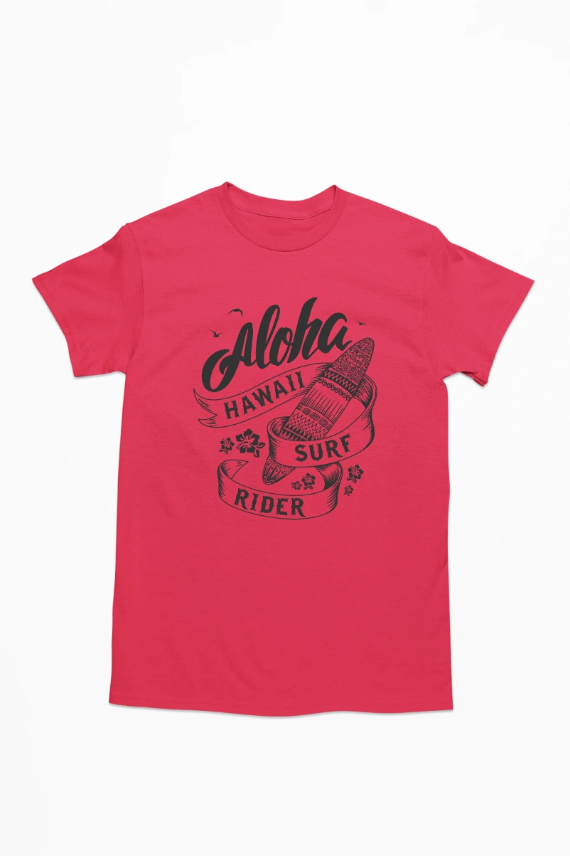 Aloha Hawaii Surf Rider Men's Tshirt (Red, S)