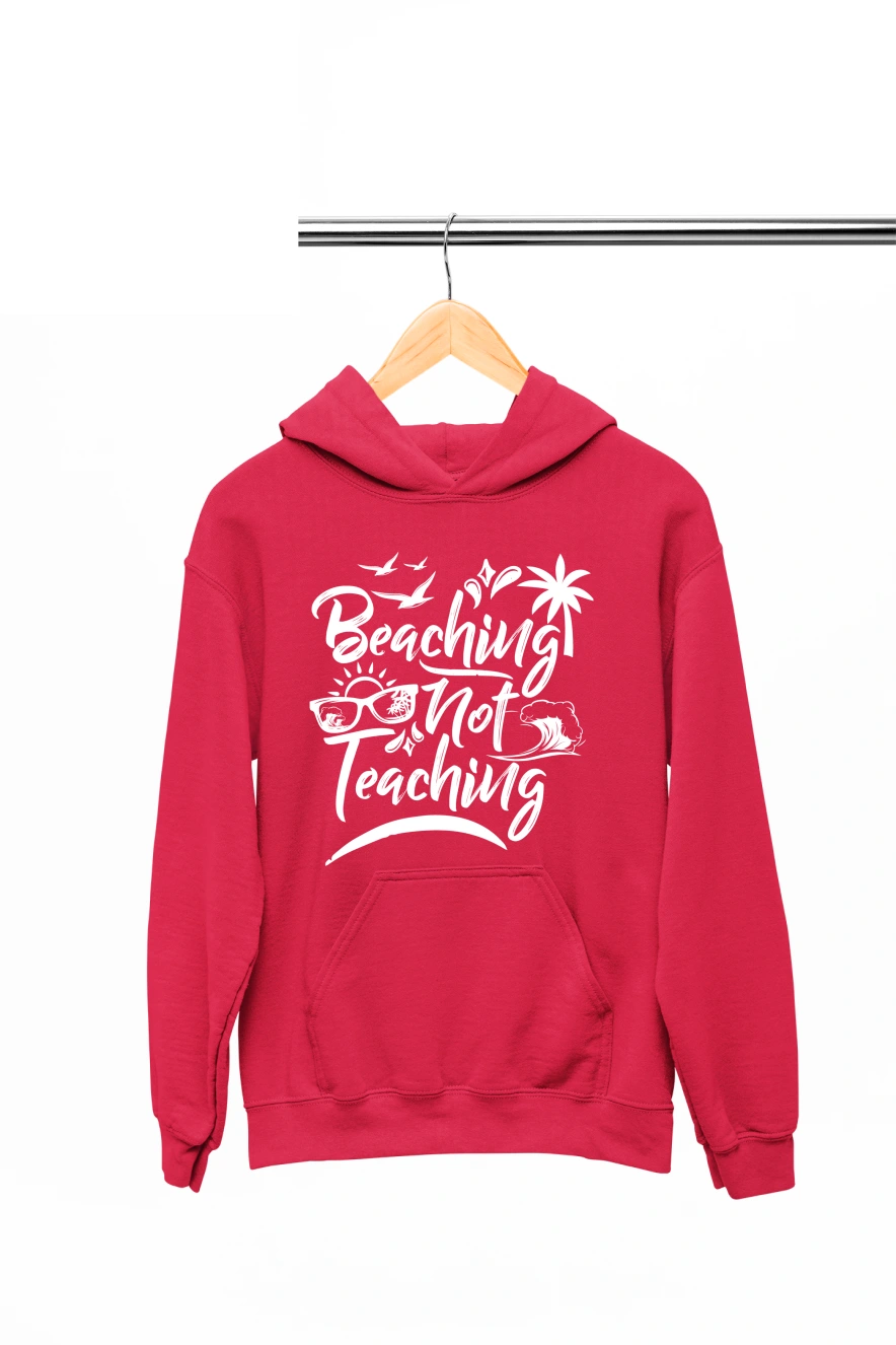 Beaching not Teaching Hoodie (Red, S)