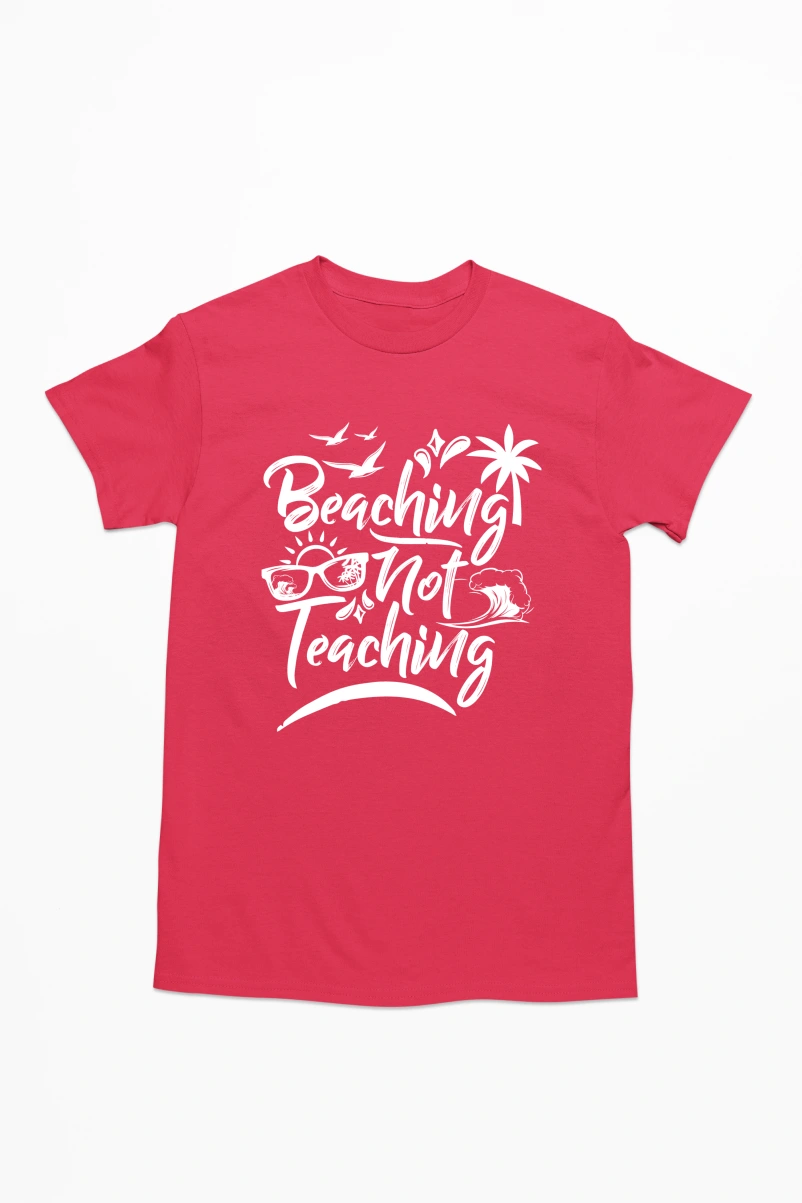 Beaching not Teaching Men's Tshirt (Red, S)