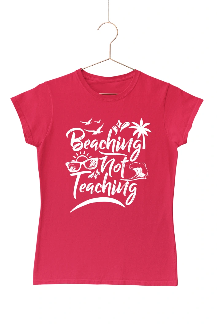 Beaching not Teaching Women's Tshirt (Red, S)