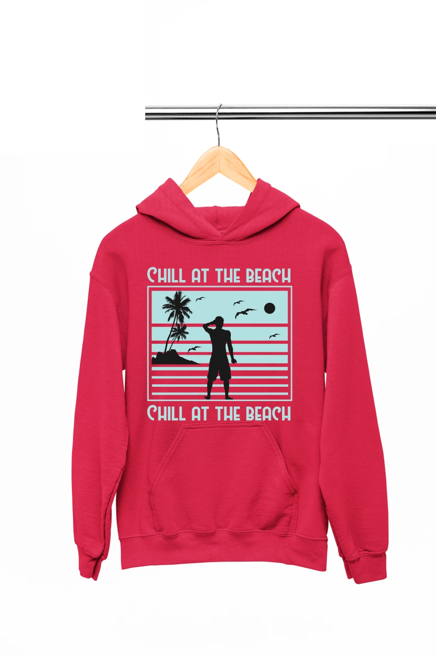 Chill at the Beach Hoodie (Red, S)