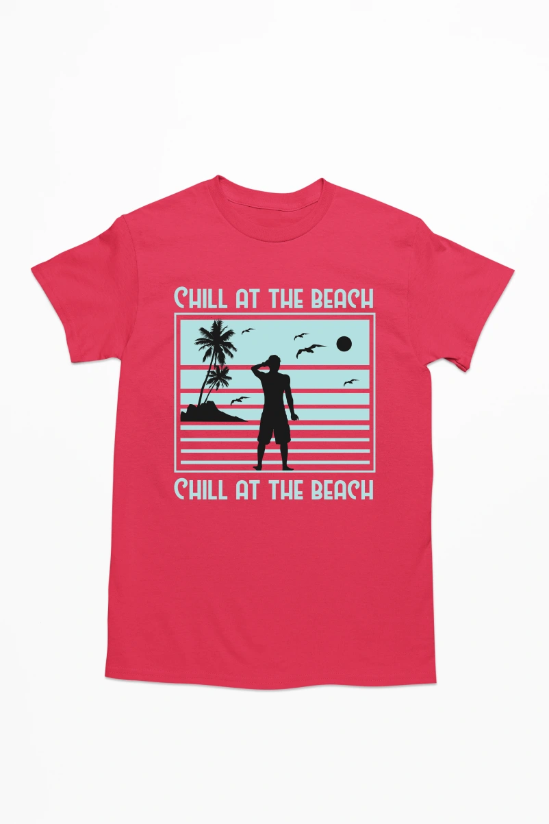Chill at the Beach Men's Tshirt (Red, S)
