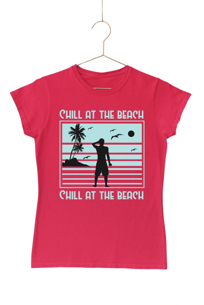 Chill at the Beach Women's Tshirt (Red, S)